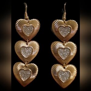 Triple Heart Drop Earrings